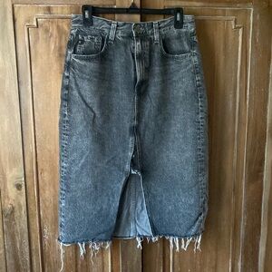 AG Jeans Haruko A-Line Denim Skirt black distressed